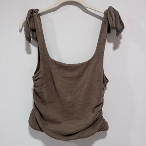 Free People Boulevard Cropped & Ruched Shoulder-Tie Tank Top - Large